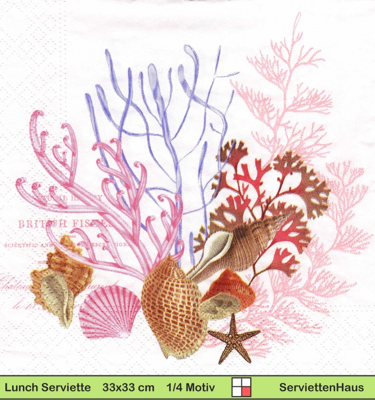 Korallenriff mit Muscheln und Seestern - 1 Lunch Serviette